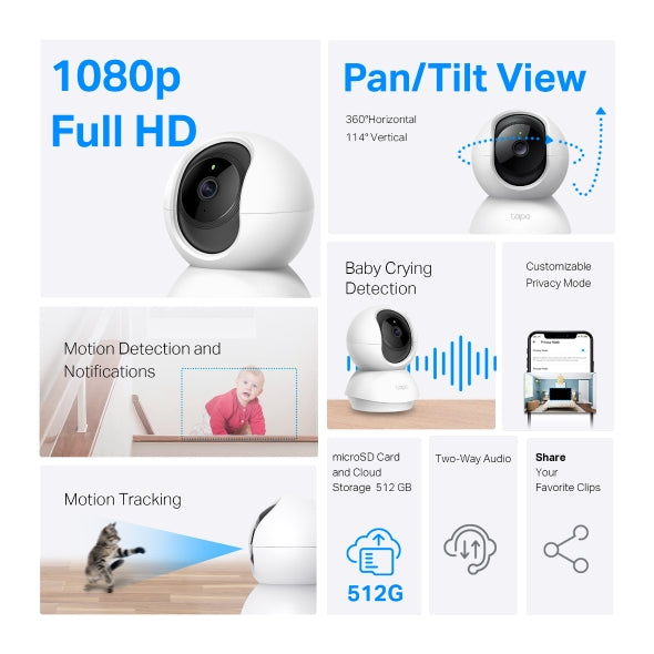 Tapo Pan/Tilt Home Security Wi-Fi Camera | C200C