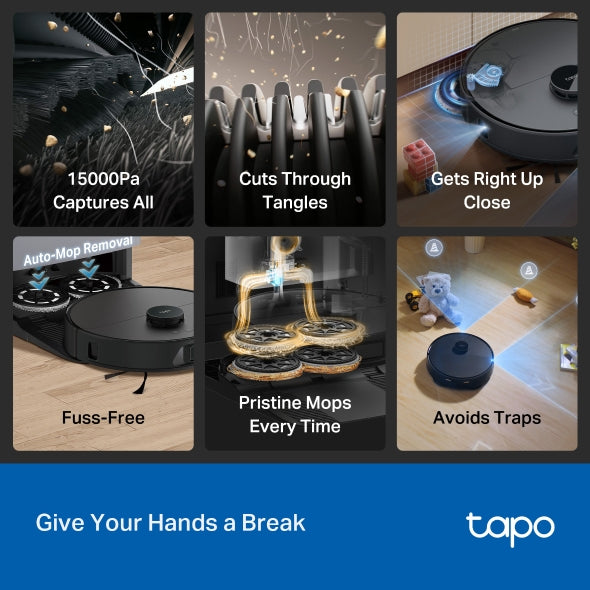 Tapo Robot Vacuum & Mop + Advanced Self-Cleaning Docking Station | RV50 PRO OMNI