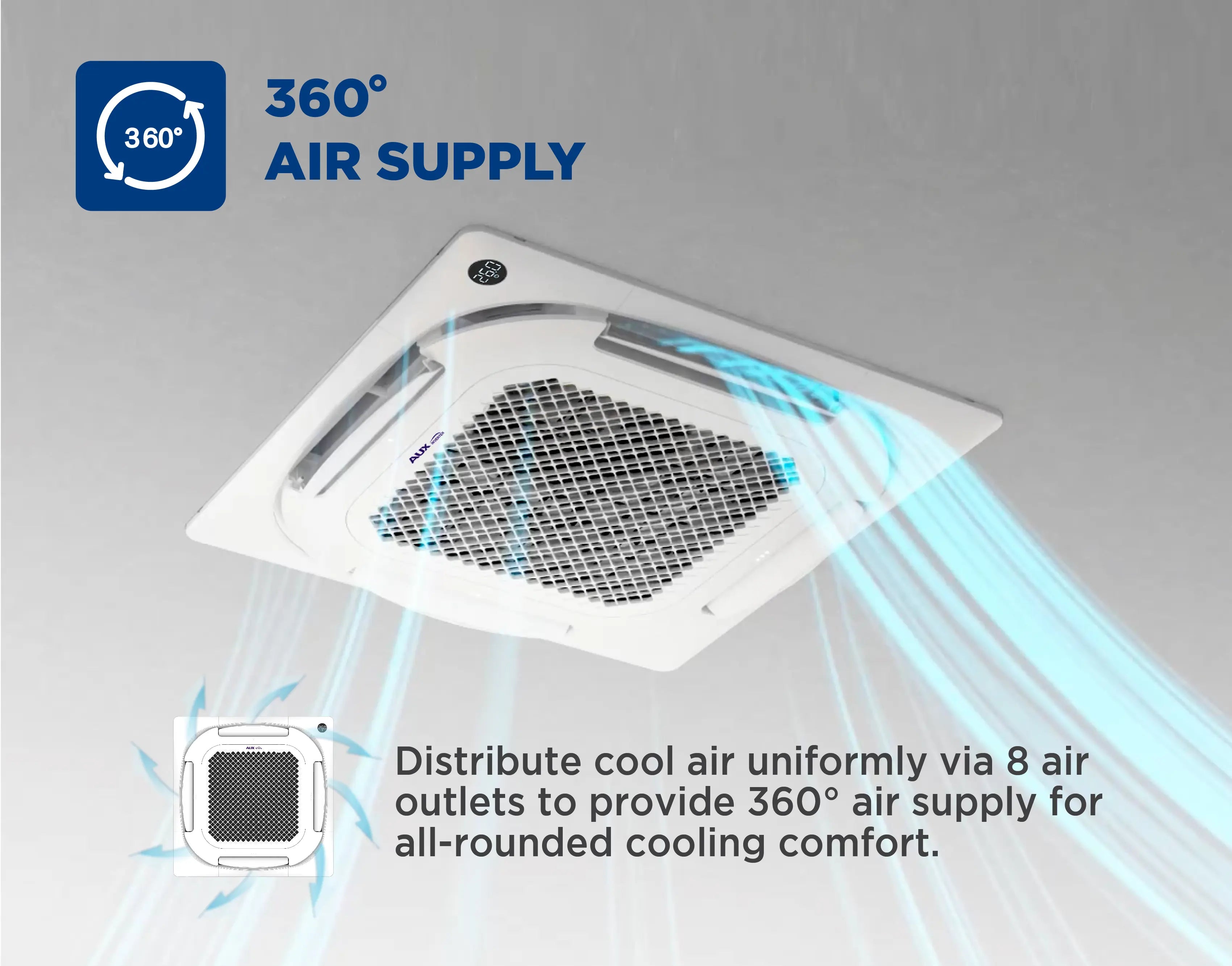AUX 2.0Hp Inverter Ceiling Cassette Q-Series - ALCA-C18/4DR3QAB