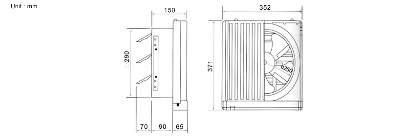 KDK Square Exhaust Fan with mesh 10" | 25AUFA