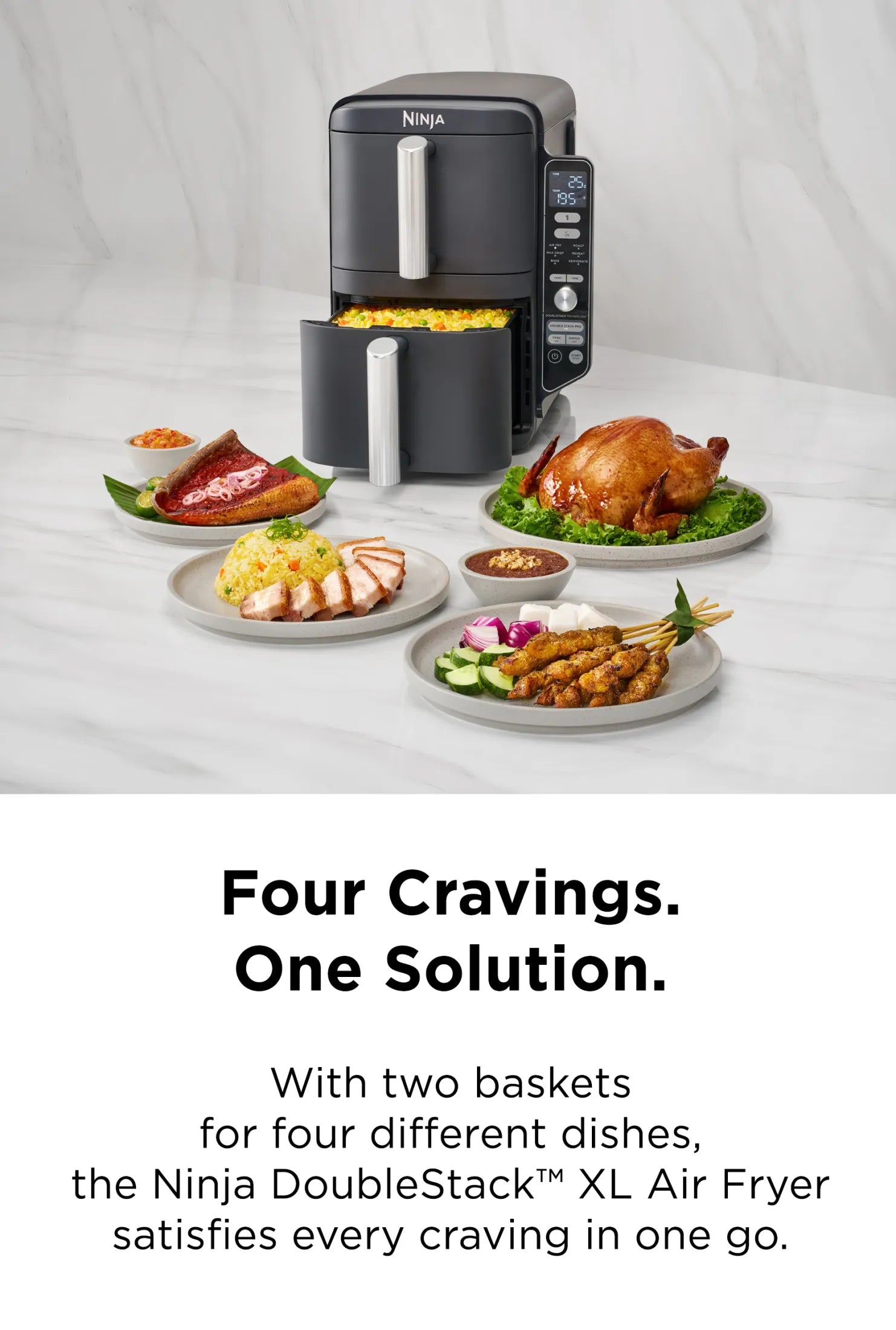 Ninja DoubleStack XL 9.5L Air Fryer / Dual Basket to cook up to 4 Foods at one time - SL400 (without Probe)