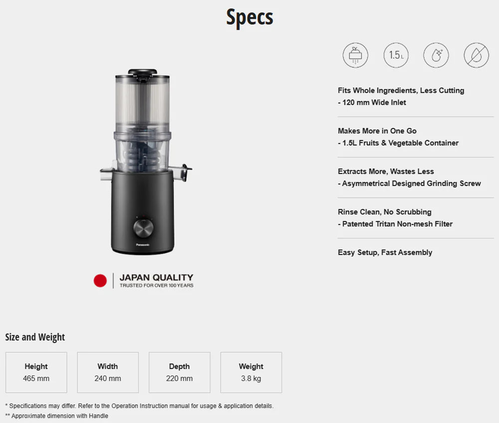 Panasonic Slow Juicer | MJ-L800KSK