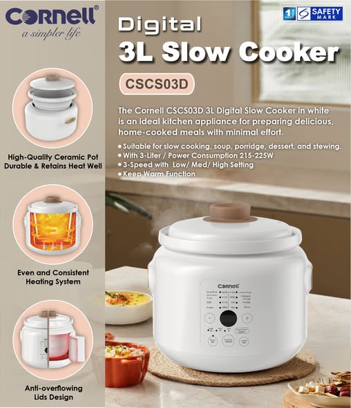 Cornell 3.0L Digital Slow Cooker | CSC-S03D