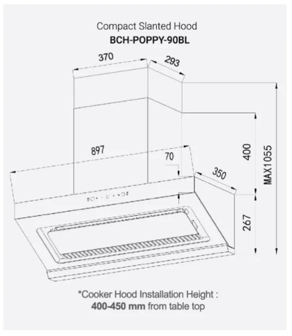 Banca Slanted Hood | BCH-POPPY-90BL