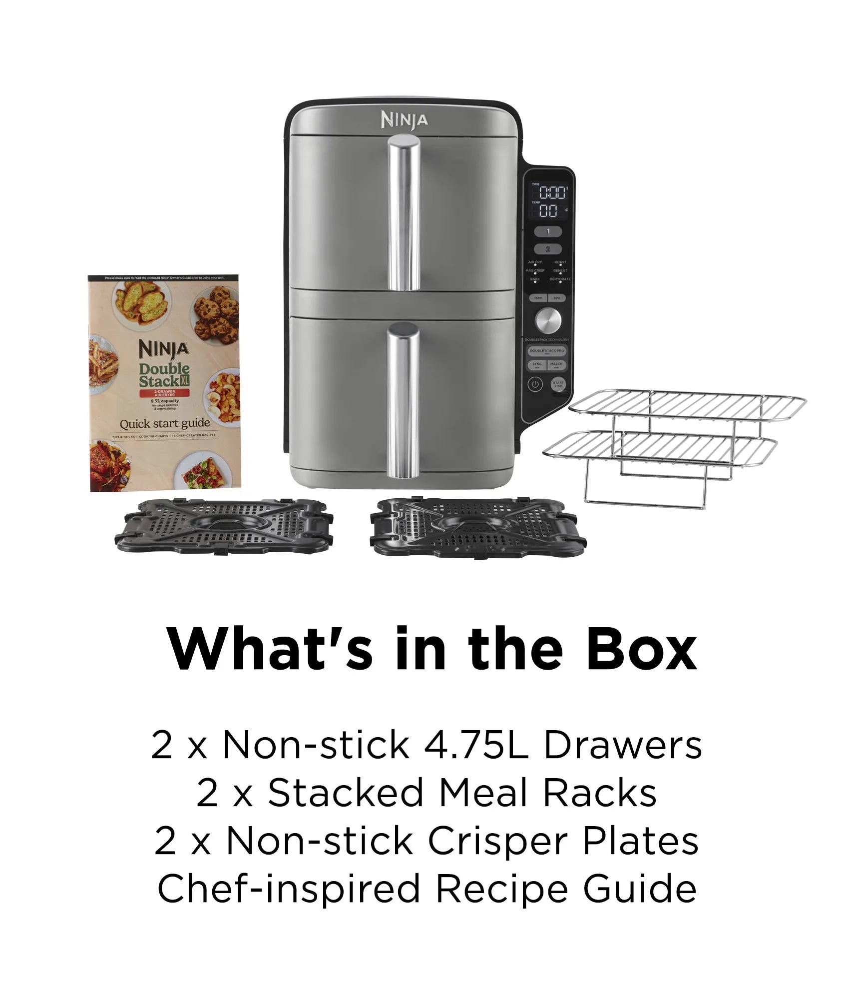 Ninja DoubleStack XL 9.5L Air Fryer / Dual Basket to cook up to 4 Foods at one time - SL400 (without Probe)