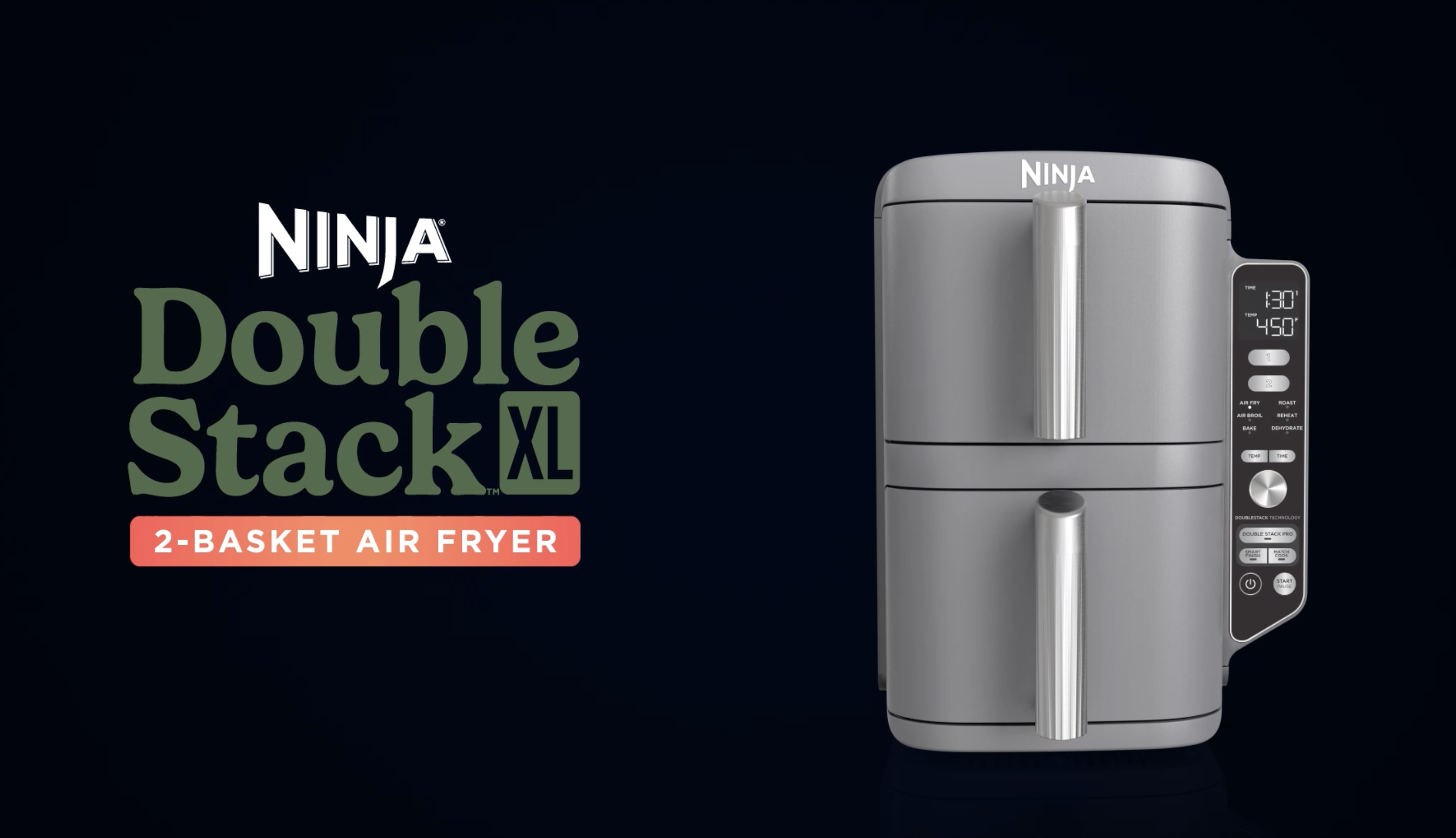 Ninja DoubleStack XL 9.5L Air Fryer / Dual Basket to cook up to 4 Foods at one time - SL400 (without Probe)