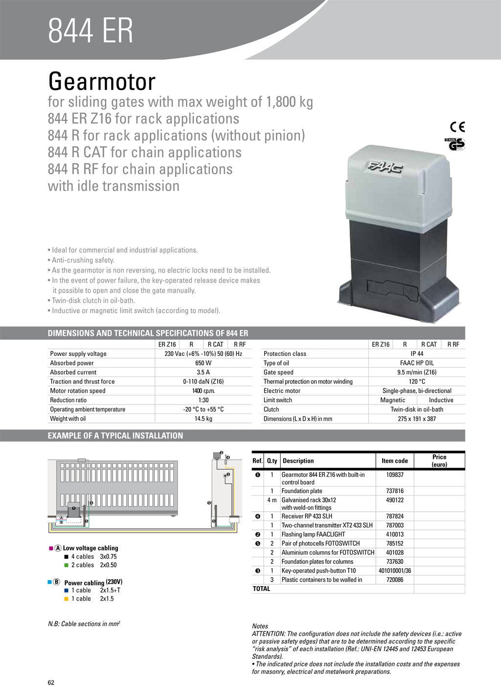 FAAC (Italy) Sliding Auto Gate Motor with installation | FAAC844