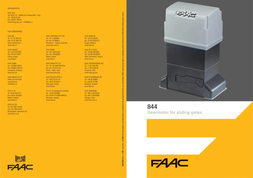 FAAC (Italy) Sliding Auto Gate Motor with installation | FAAC844