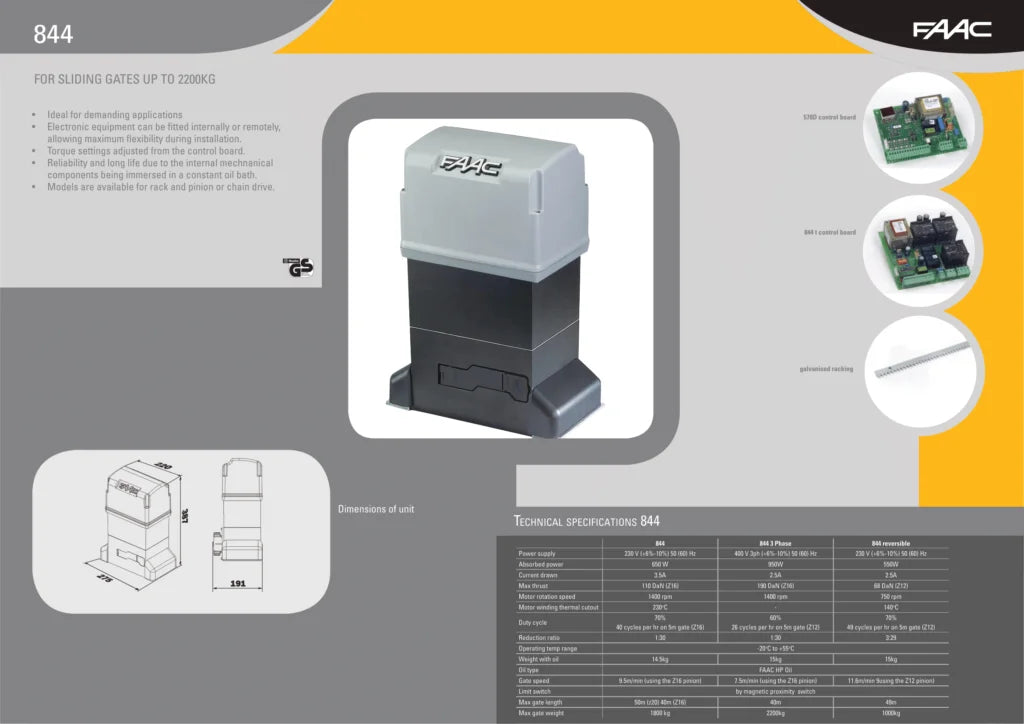 FAAC (Italy) Sliding Auto Gate Motor with installation | FAAC844