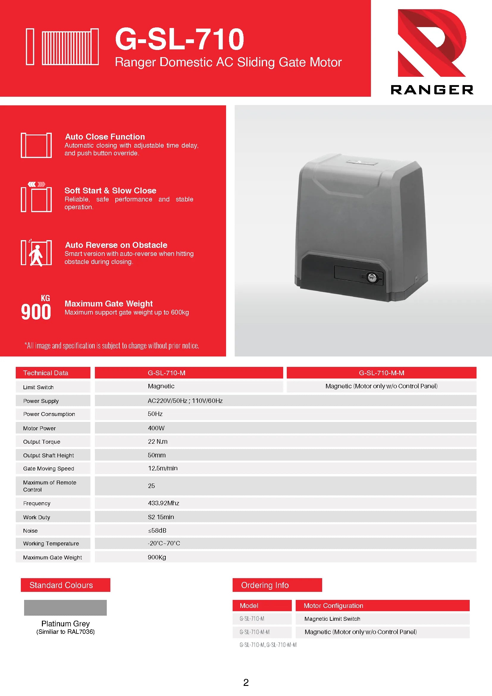 Ranger Slidding Auto Gate Motor with Installation | G-SL-710-M-M