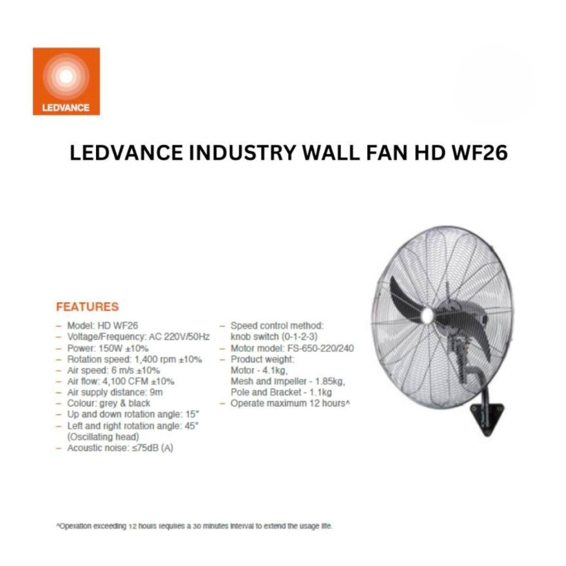 LEDVANCE by Osram 26" Industrial Wall Fan | HD-WF26