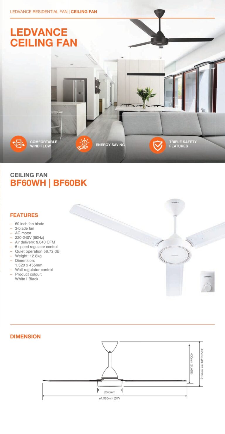 LEDVANCE by Osram 60"Celing Fan (White) | BF60WH
