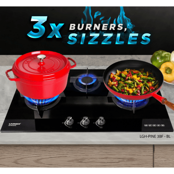 LIVINOX KITCHEN HOB LGH-PINE 3BF-BL