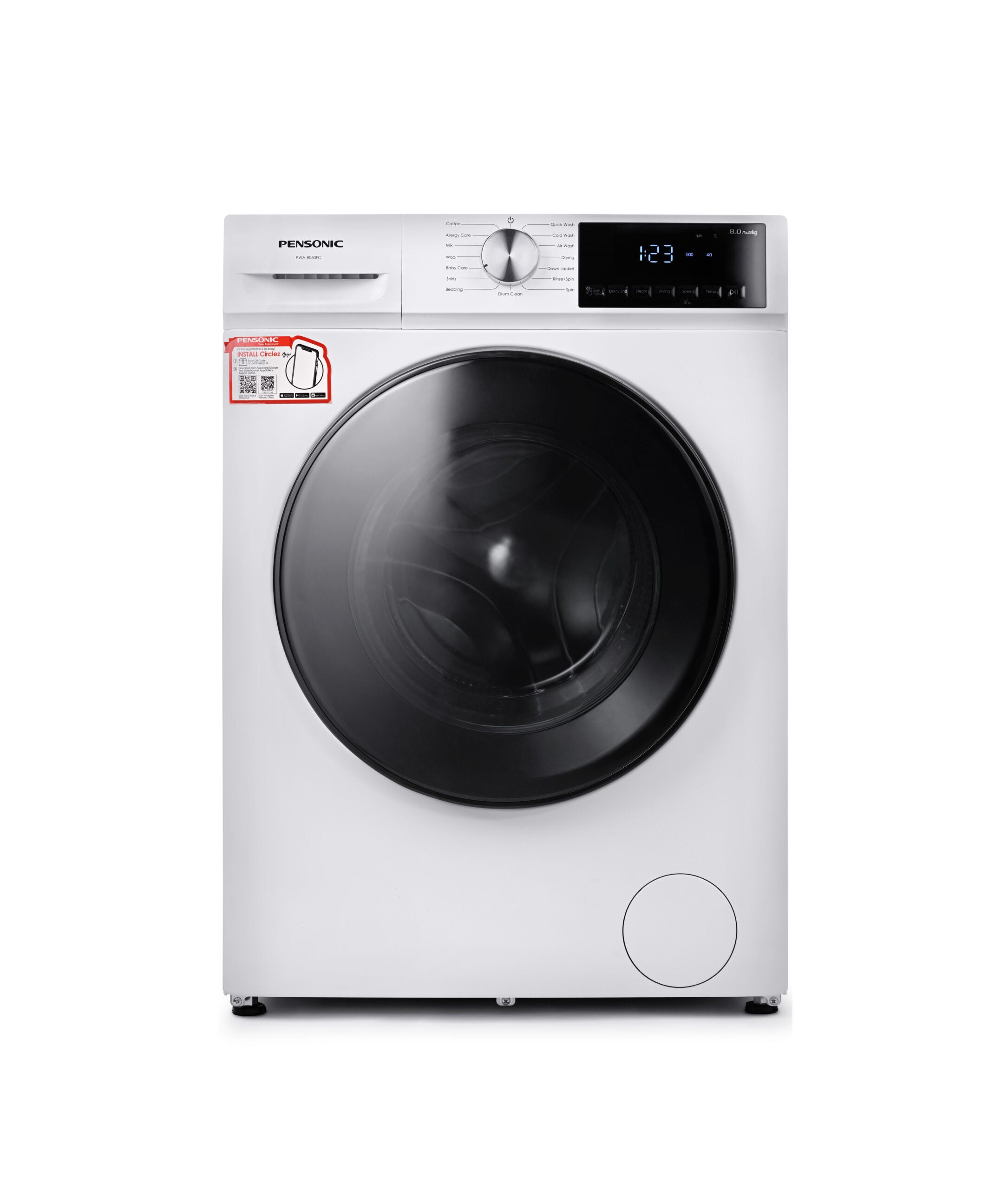 Pensonic INVERTER Front Load Washing Machine | 8kgs 2-in-1 Dryer and Washer | PWA-8050FC