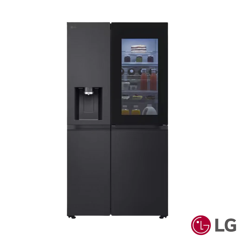 LG InstaView Door-in-Door Side by Side Fridge Objet Collection 628L - Black Steel | GS-X6104EV