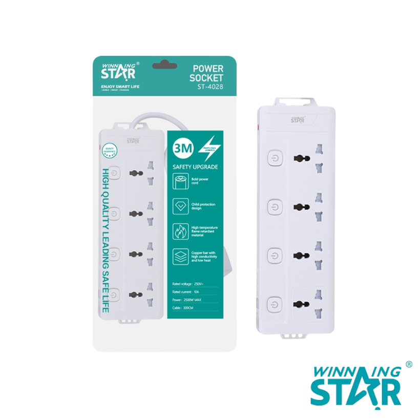 Winning Star Extension Socket 4 Way - 3 Meter | ST-4028