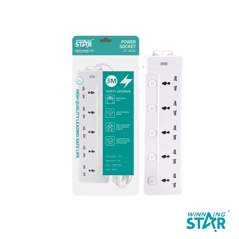 Winning Star 5 Way Extention Socket - ST-4035