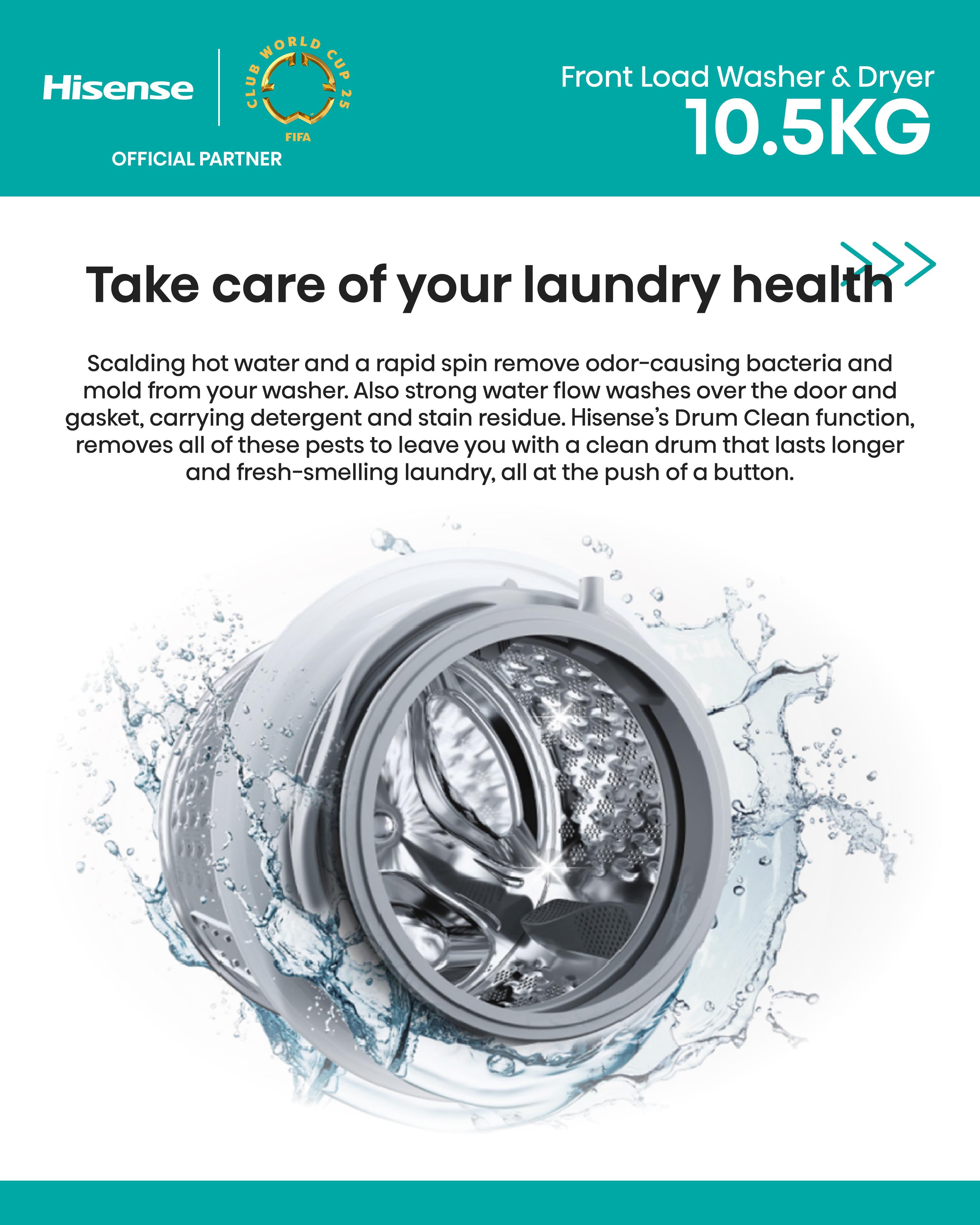 HISENSE Front Load Washer & Dryer 10.5Kg | WD105M3