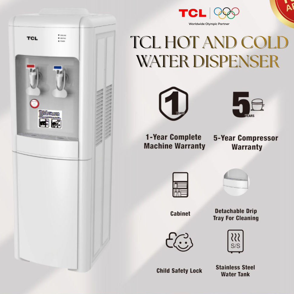 TCL Stand Water Dispenser Hot/Cold, Top Loading, White - TY-LYR47W