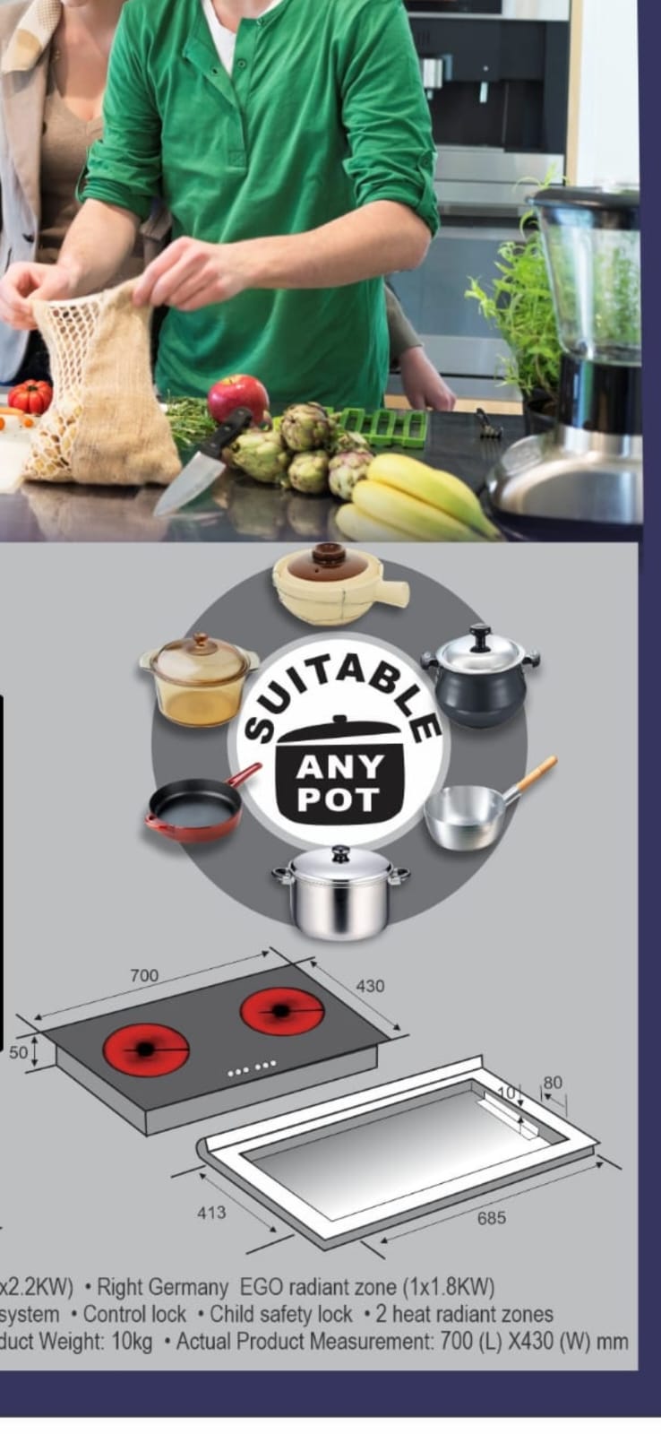 Cornell Built-In Victroceramic Hob  - CBC-E7402T