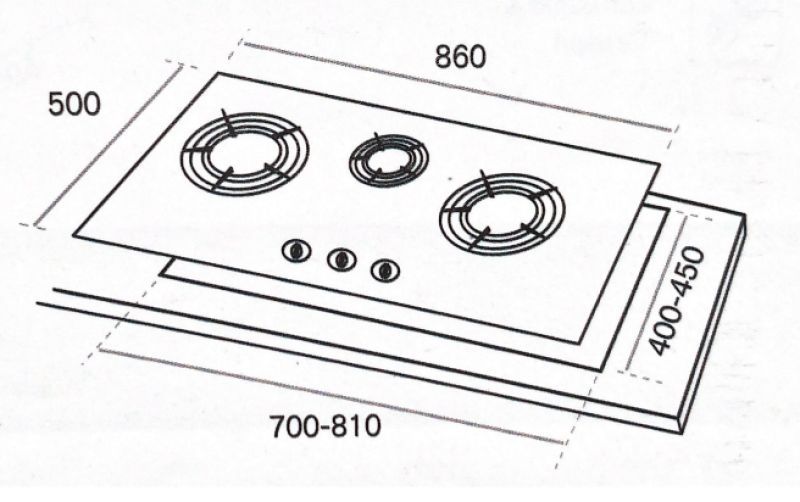 RUBINE KITCHEN HOB RGH-LOTOFLEXI3B-BLFX