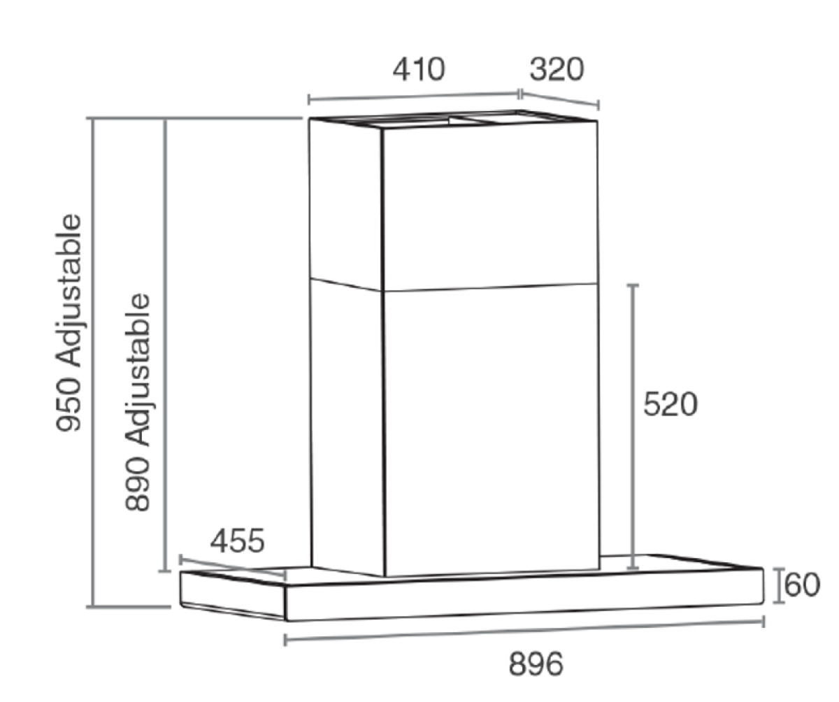 RUBINE KITCHEN HOOD RCH-MONZA X-BL