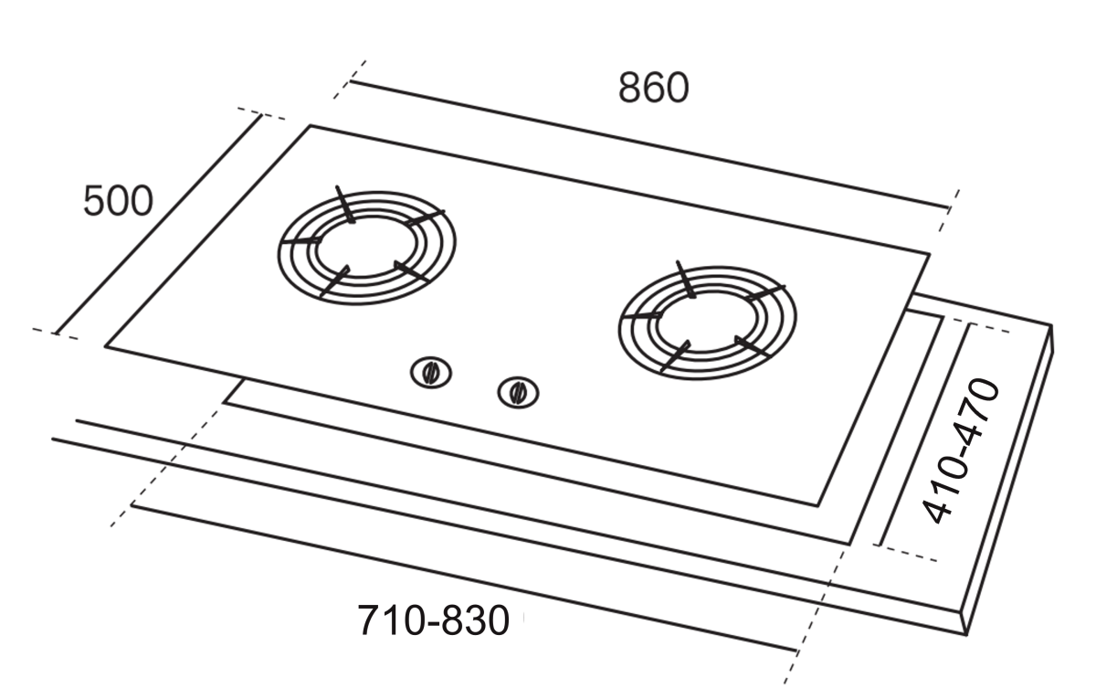RUBINE KITCHEN HOB RGH-FASCO+2B-86SK
