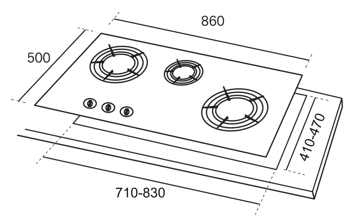 RUBINE KITCHEN HOB RGH-FASCO+3B-86SK
