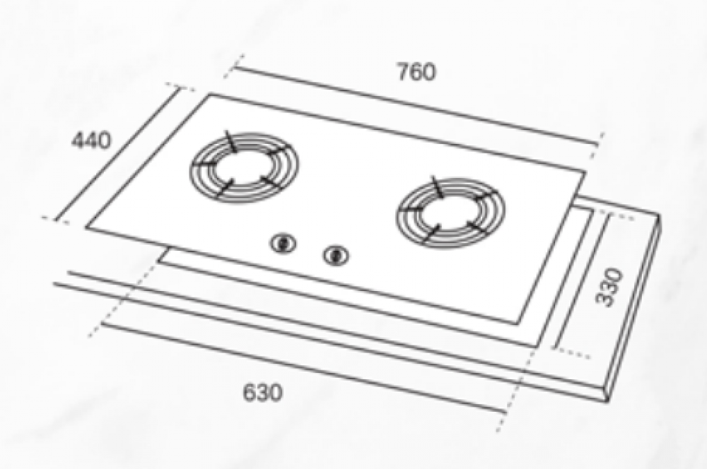RUBINE KITCHEN HOB RGH-CALDO2B-BL