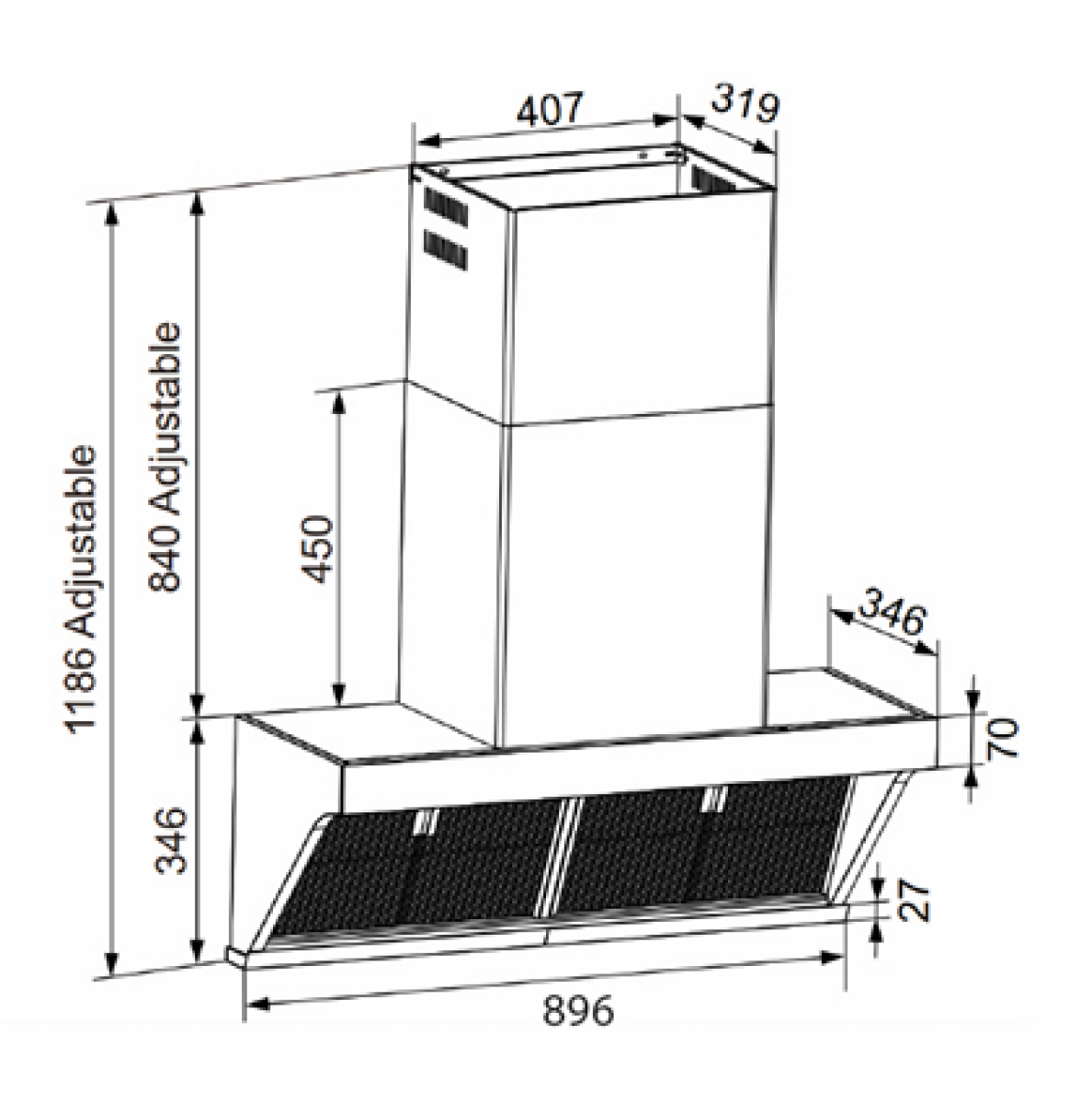 RUBINE KITCHEN HOOD RCH-AREZZO-TG