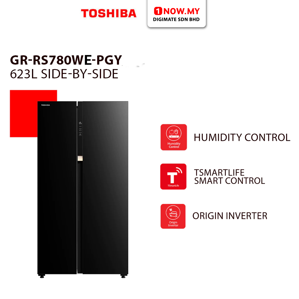 TOSHIBA Inverter Side By Side Fridge 623L | MODEL : GR-RS788WI-PMY(S)