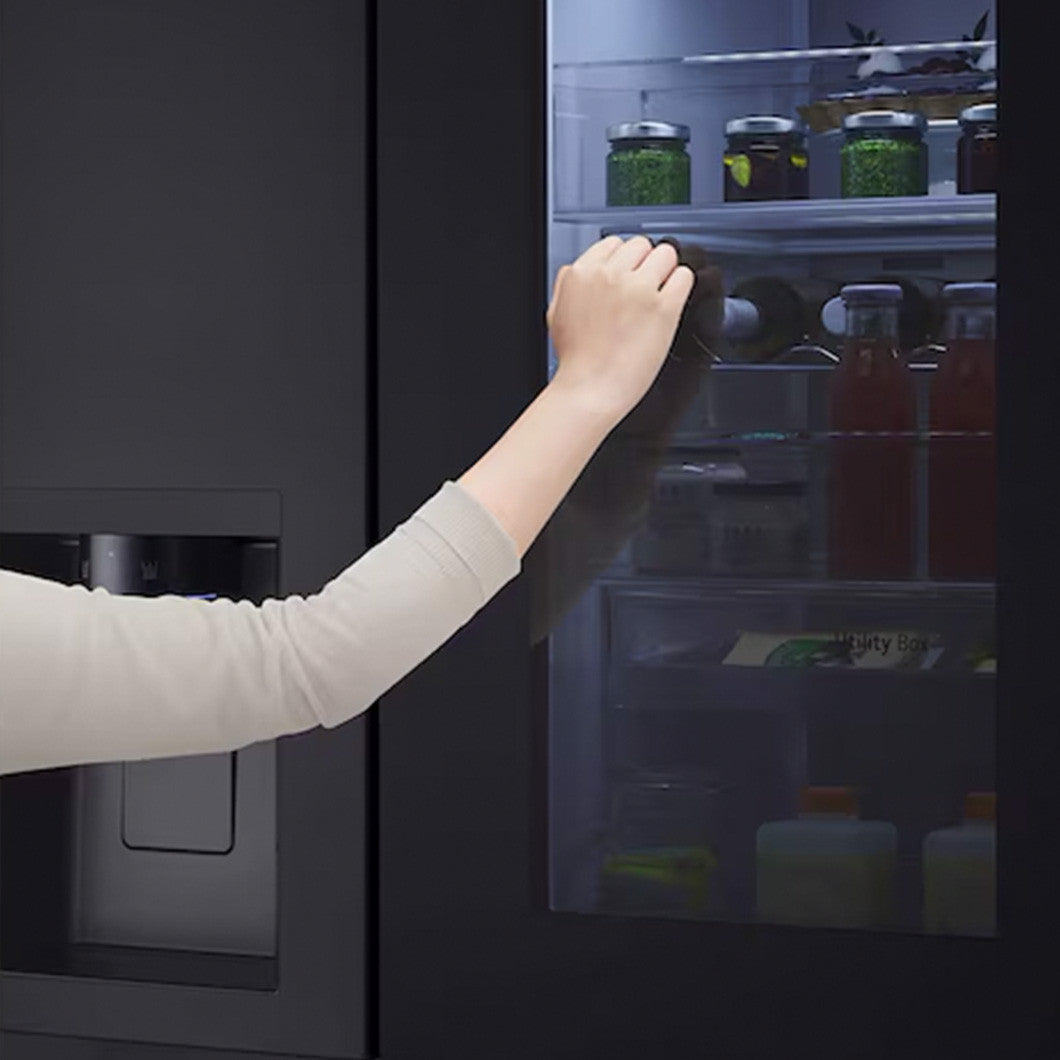 LG InstaView Door-in-Door Side by Side Fridge Objet Collection 628L - Black Steel | GS-X6104EV