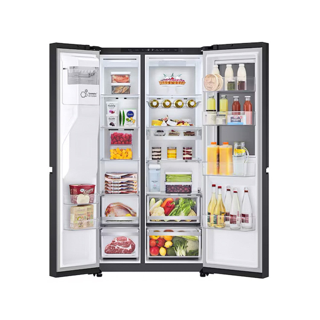 LG InstaView Door-in-Door Side by Side Fridge Objet Collection 628L - Black Steel | GS-X6104EV