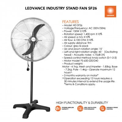 LEDVANCE by Osram 26" Industrial Stand Fan | HD-SF26