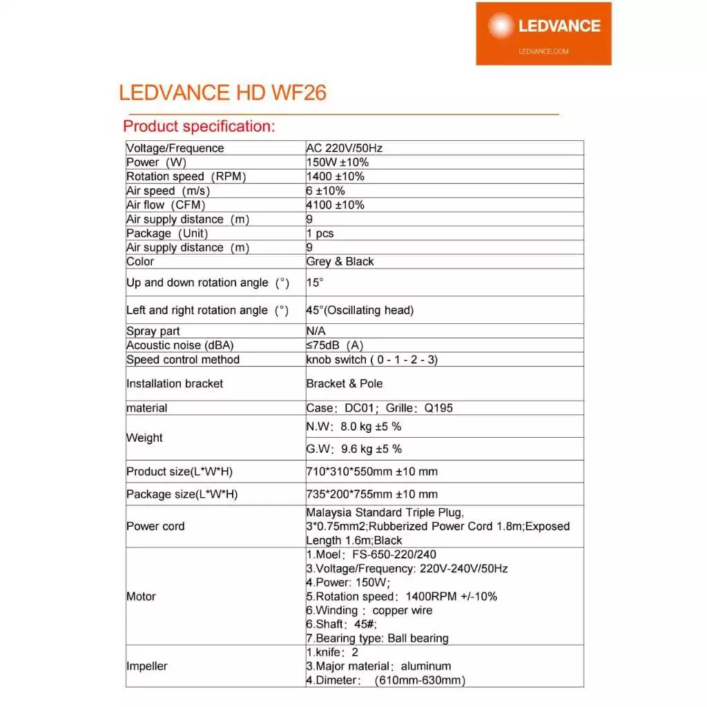 LEDVANCE by Osram 26" Industrial Wall Fan | HD-WF26