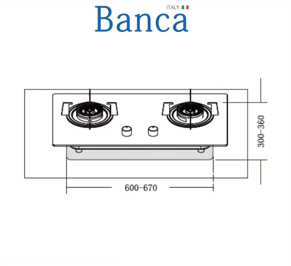 Banca Tempered Glass Built In Hob | BGH-NOVA-2BF-BL