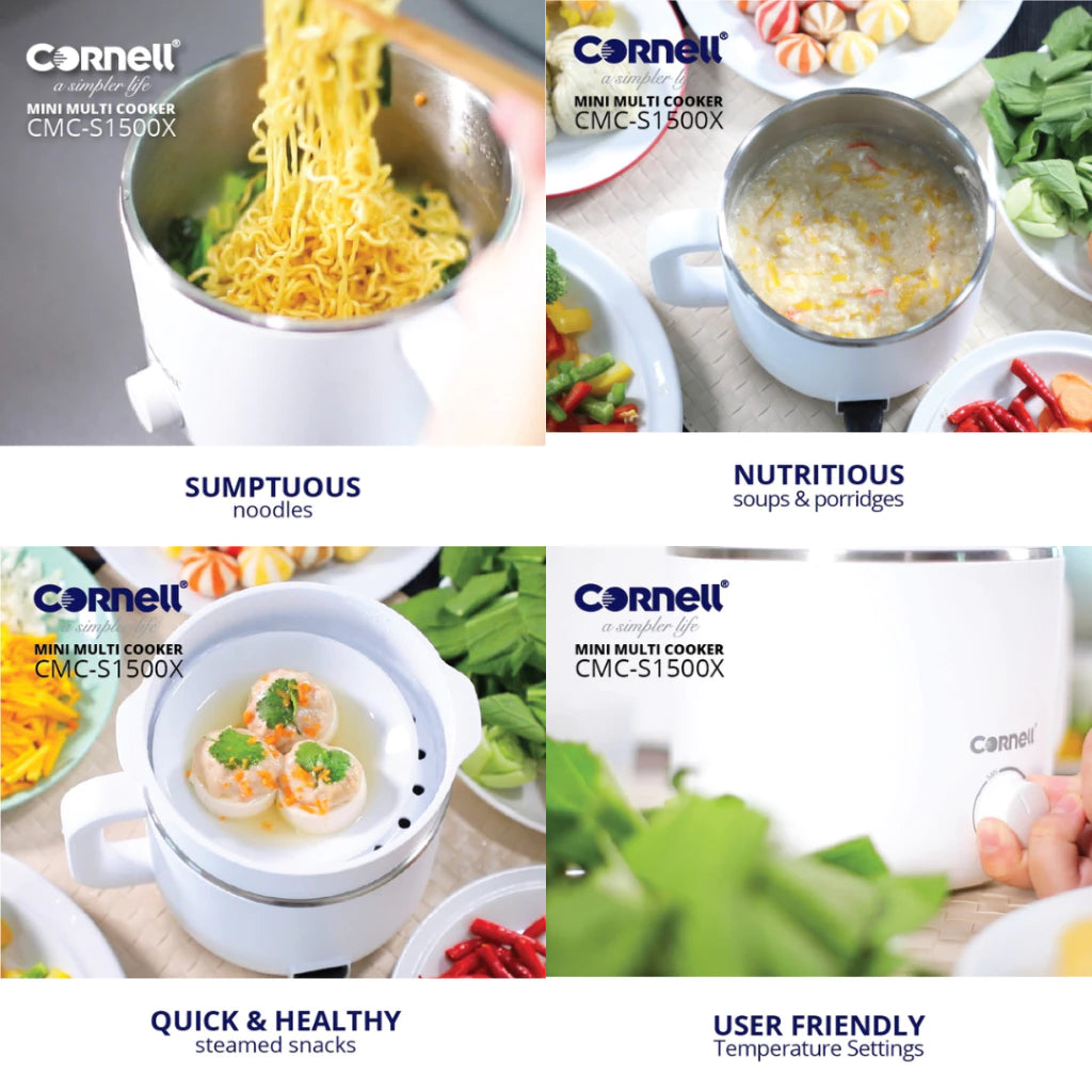 Cornell 1.5L Mini Multi Cooker | CMC-S1500X CMC-E1521 (Egg Steamer Cooking Noodle Porridge Cooker Hot Pot)