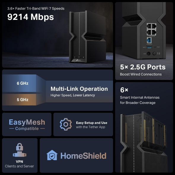 Tapo Wireless WiFi 7 Router | Archer BE550
