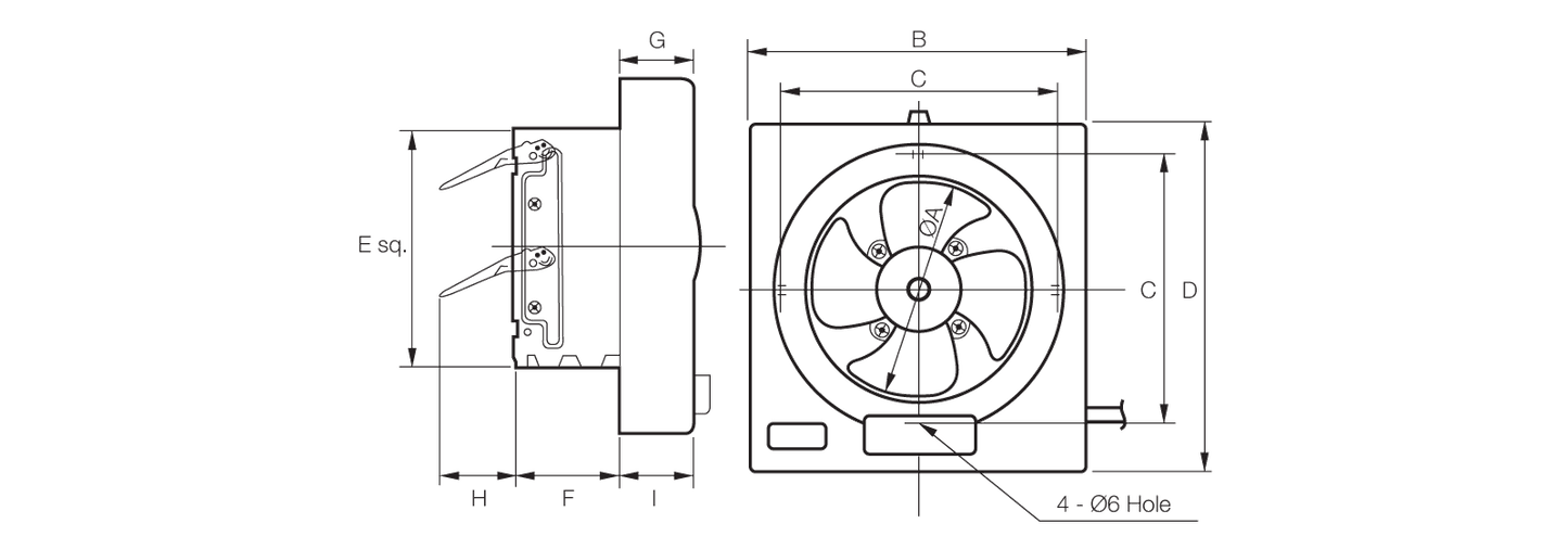 KDK 12" Square Exhaust Fan - 30AQM7