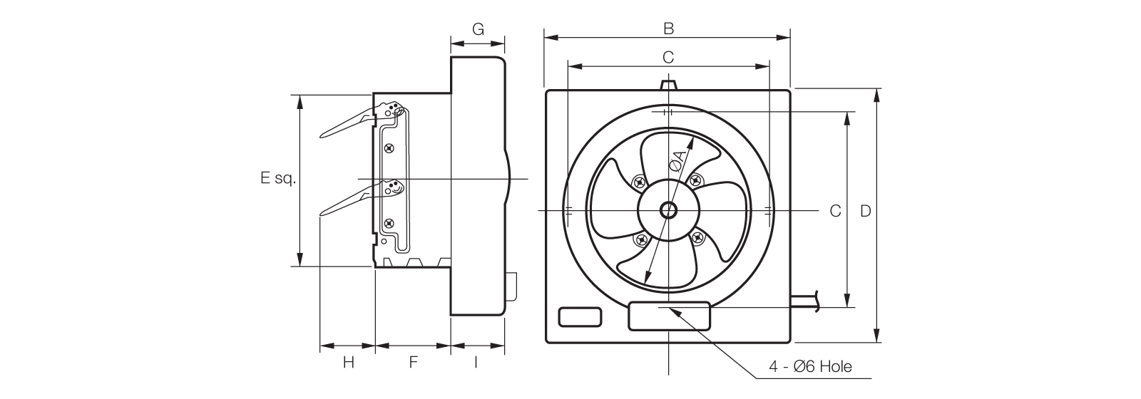 KDK 12" Square Exhaust Fan - 30AQM7