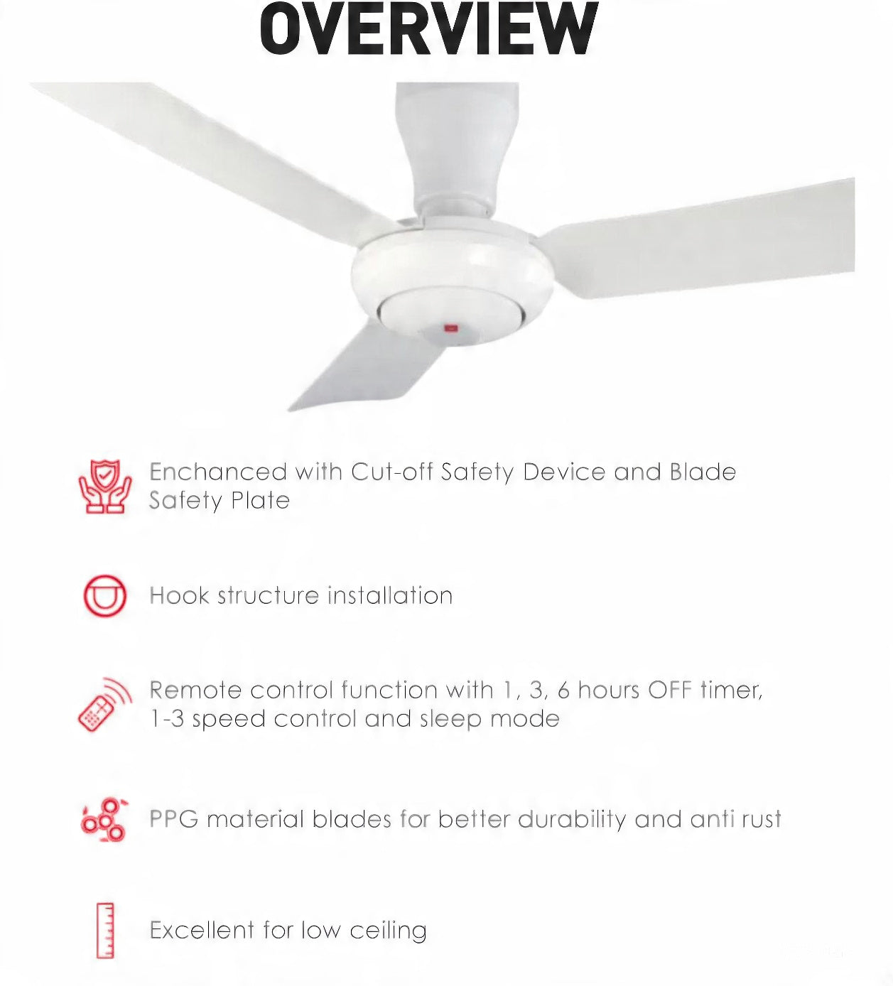 KDK 3 Blade Ceiling Baby Fan (Grey) | K11ZF
