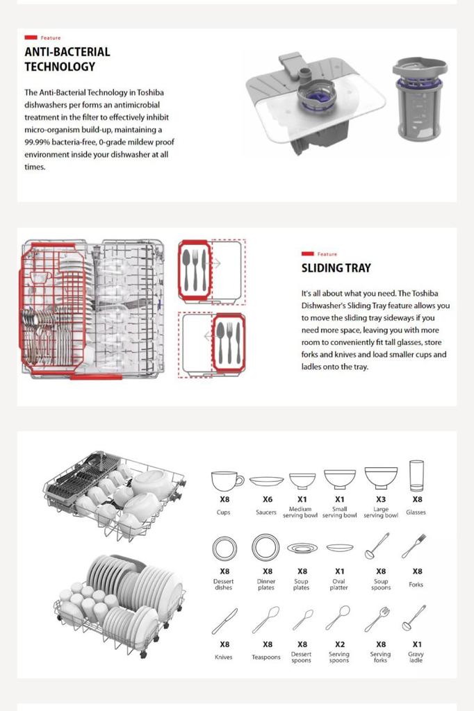 Toshiba Counter Top Dishwasher - DW-08T1(S)MY