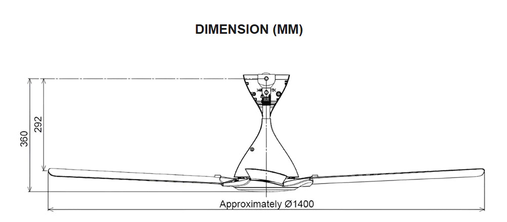 KDK 4 Blades (DC) Ceiling Fan with remote controller | K14RH-PBR