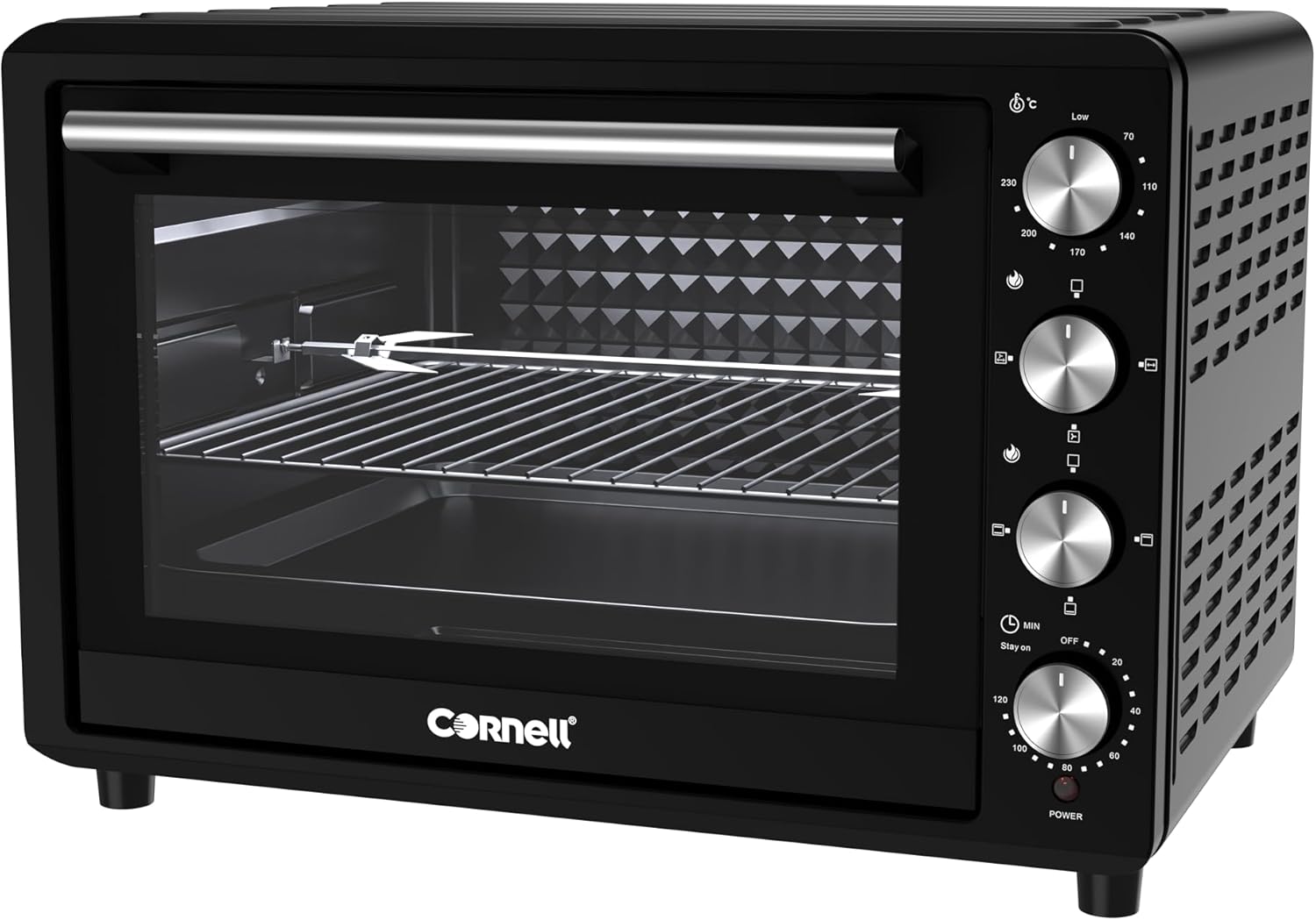 Cornell 70L Double Glass Electric Oven with Rotisserie & Convection Function CEOS702BK