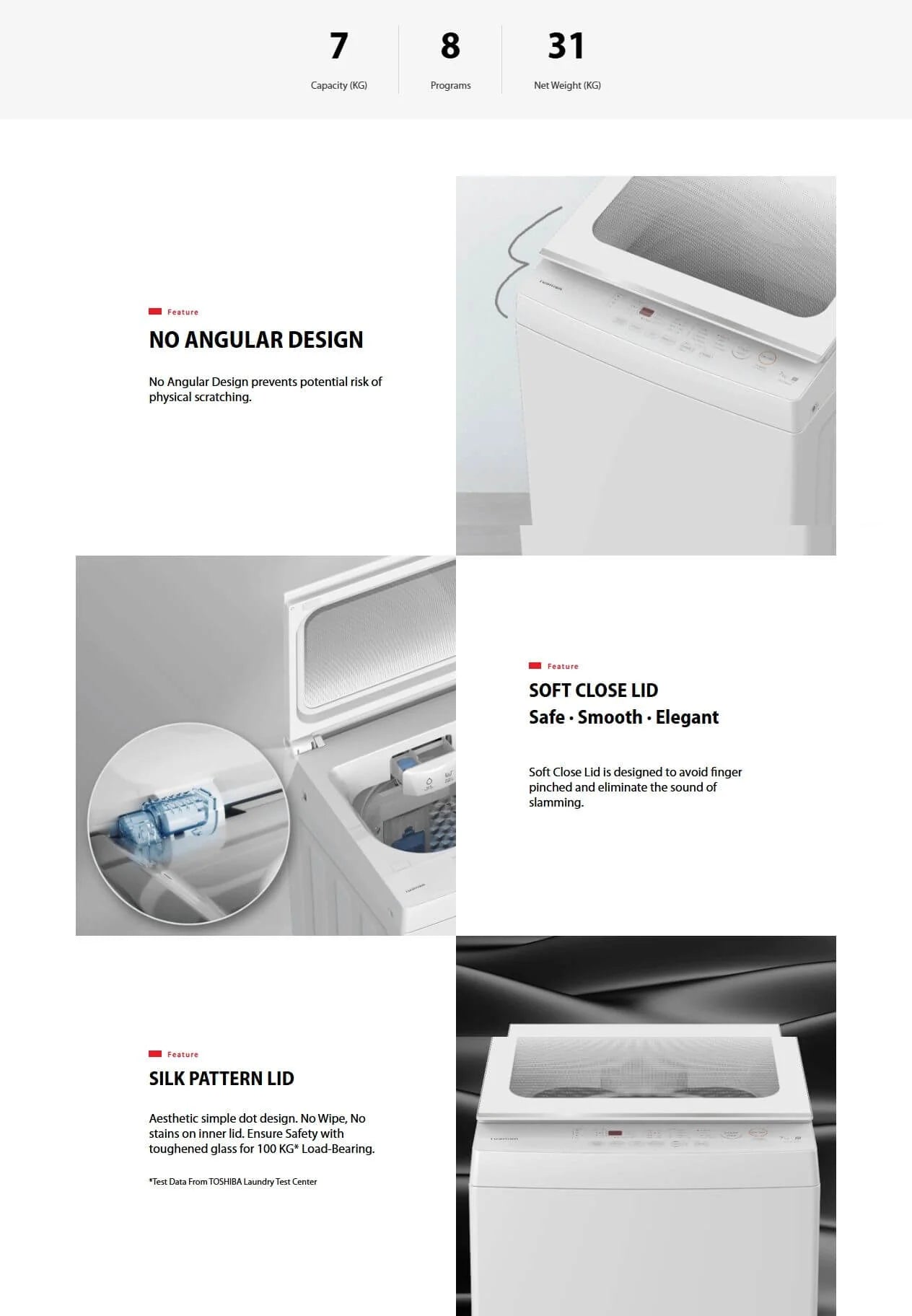 Toshiba 7kg Fully Auto Washing Machine | AWM801AM(WW)