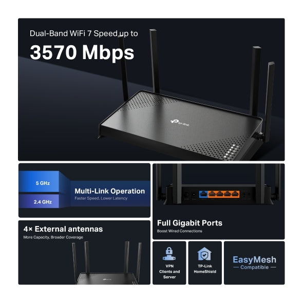 Tapo Wireless WiFi 7 Router | Archer BE220