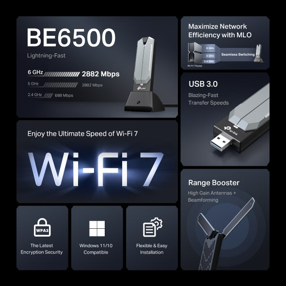 Tapo Wireless High Gain USB Adapter | Archer TBE400UH