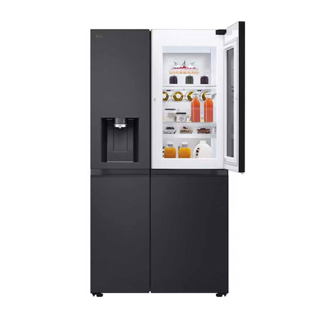 LG  InstaView Door-in-Door Side by Side Fridge Objet Collection 628L - Black Steel | GS-X6104EV