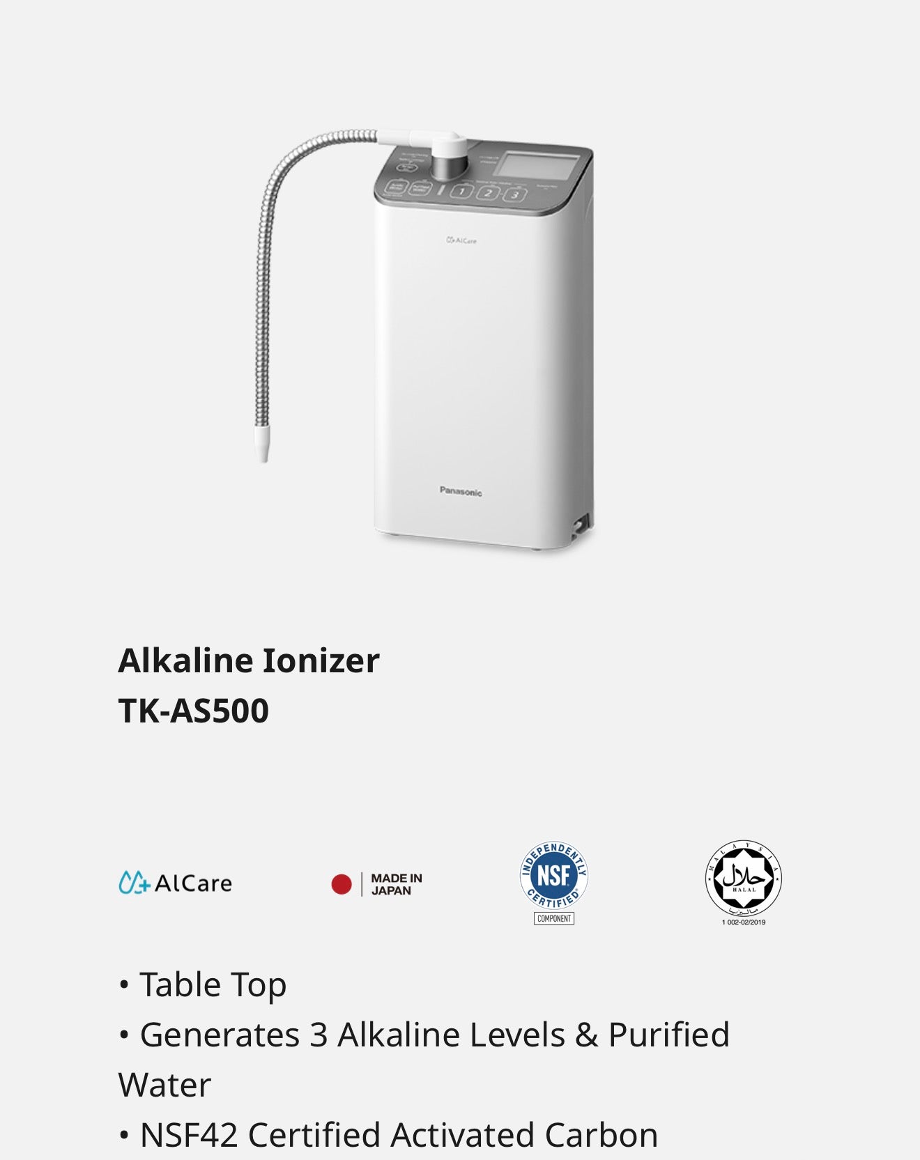 Panasonic Alkaline Water Purifier | TK-AS500