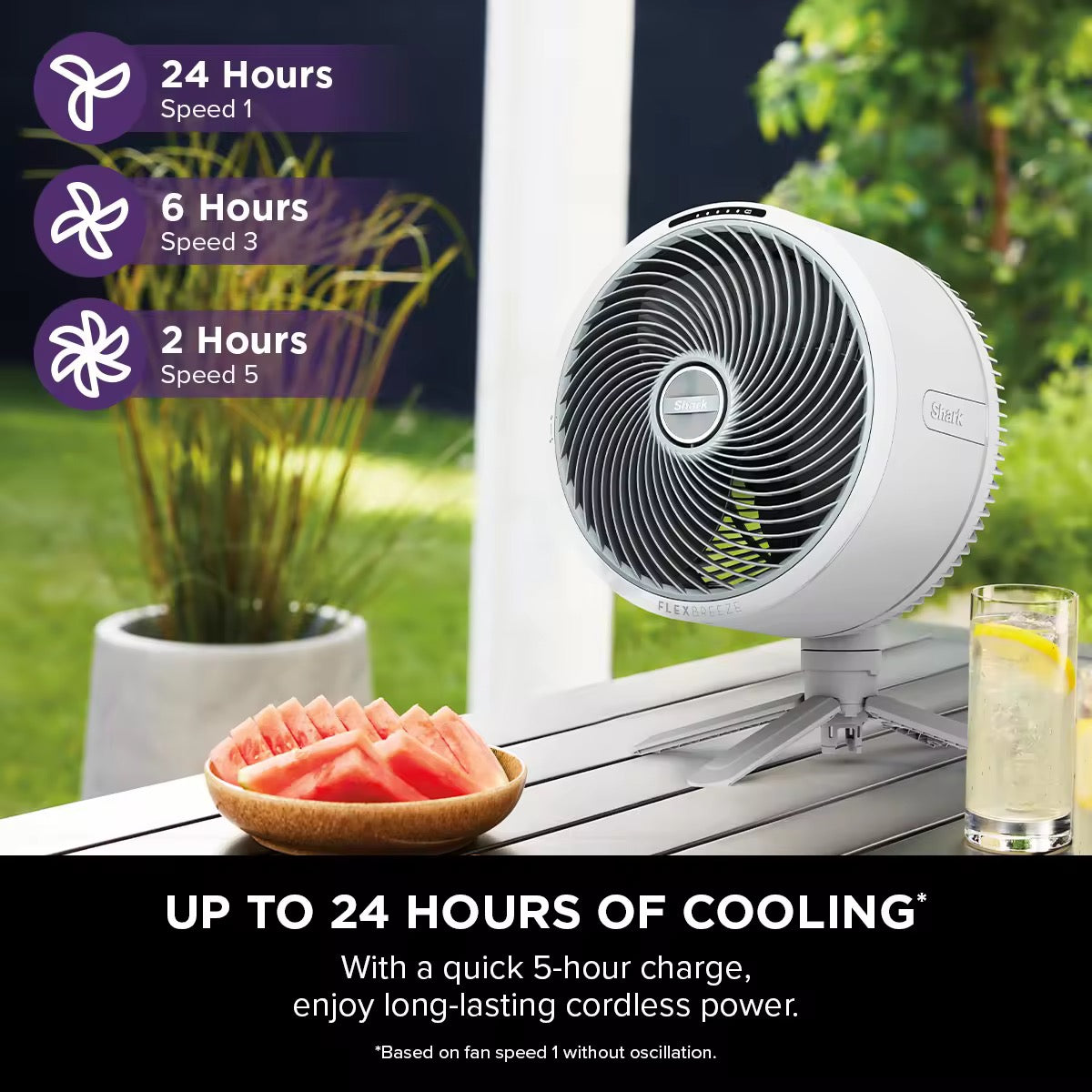 Shark FlexBreeze Cordless & Portable Fan, Indoor & Outdoor, Stand Fan & Pedestal Tabletop, Black / White - FA221